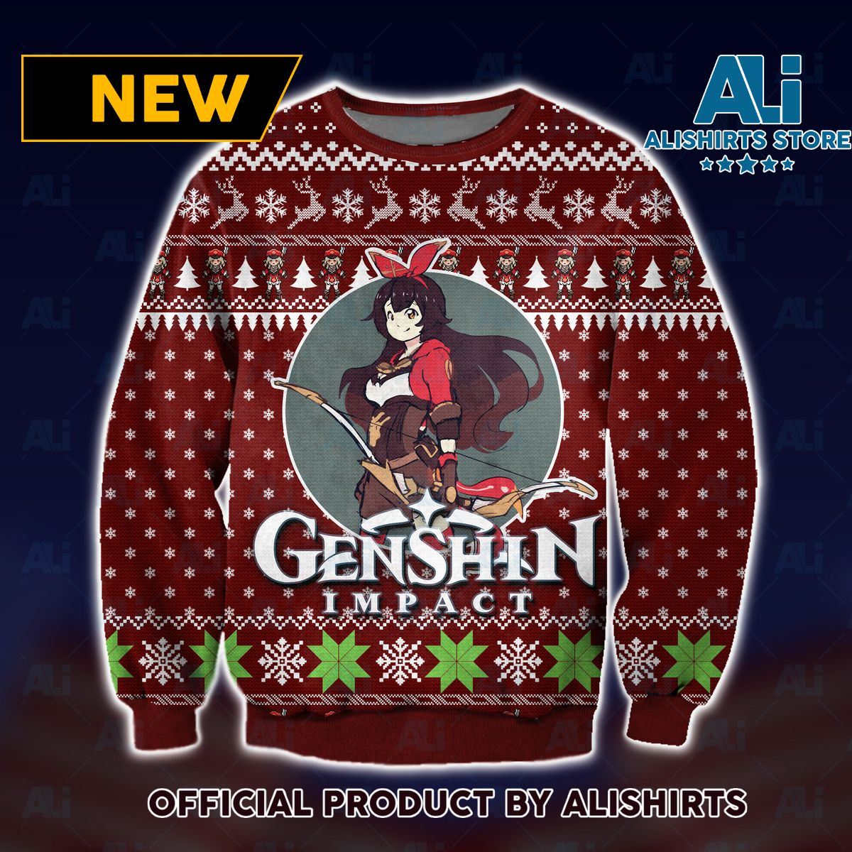 Genshin Impact Amber Ugly Christmas Sweater