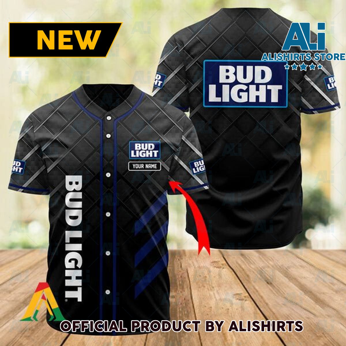 Personalized Black Bud Light Baseball Jersey