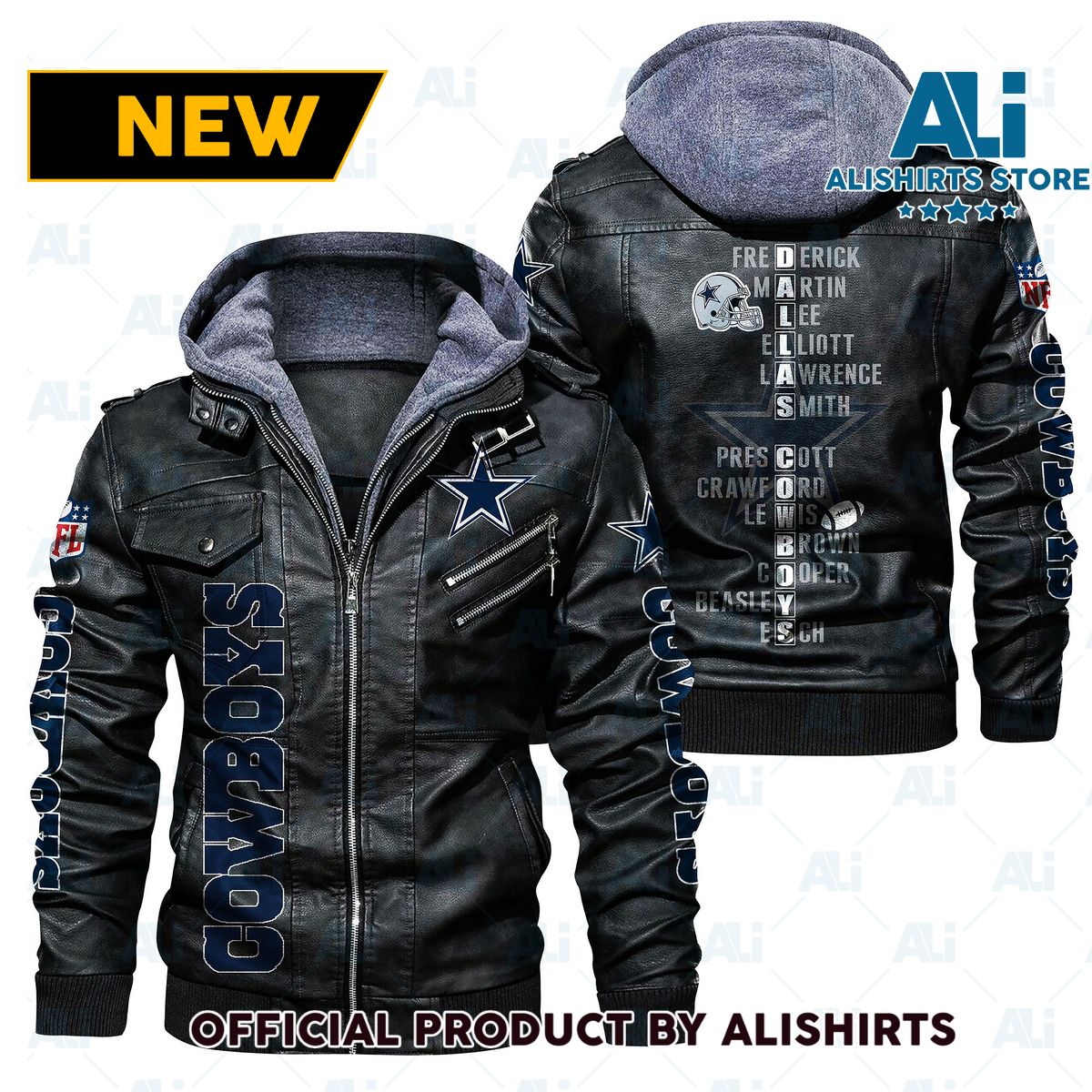 NFL Dallas Cowboys Player Name Leather Jacket