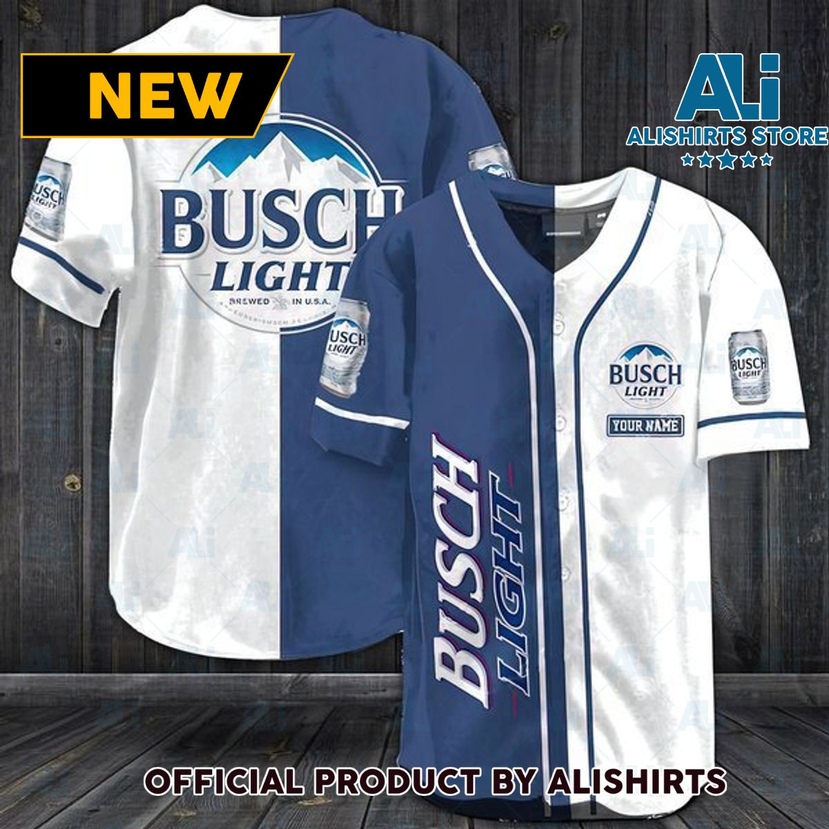 Personalized White Busch Light Baseball Jersey