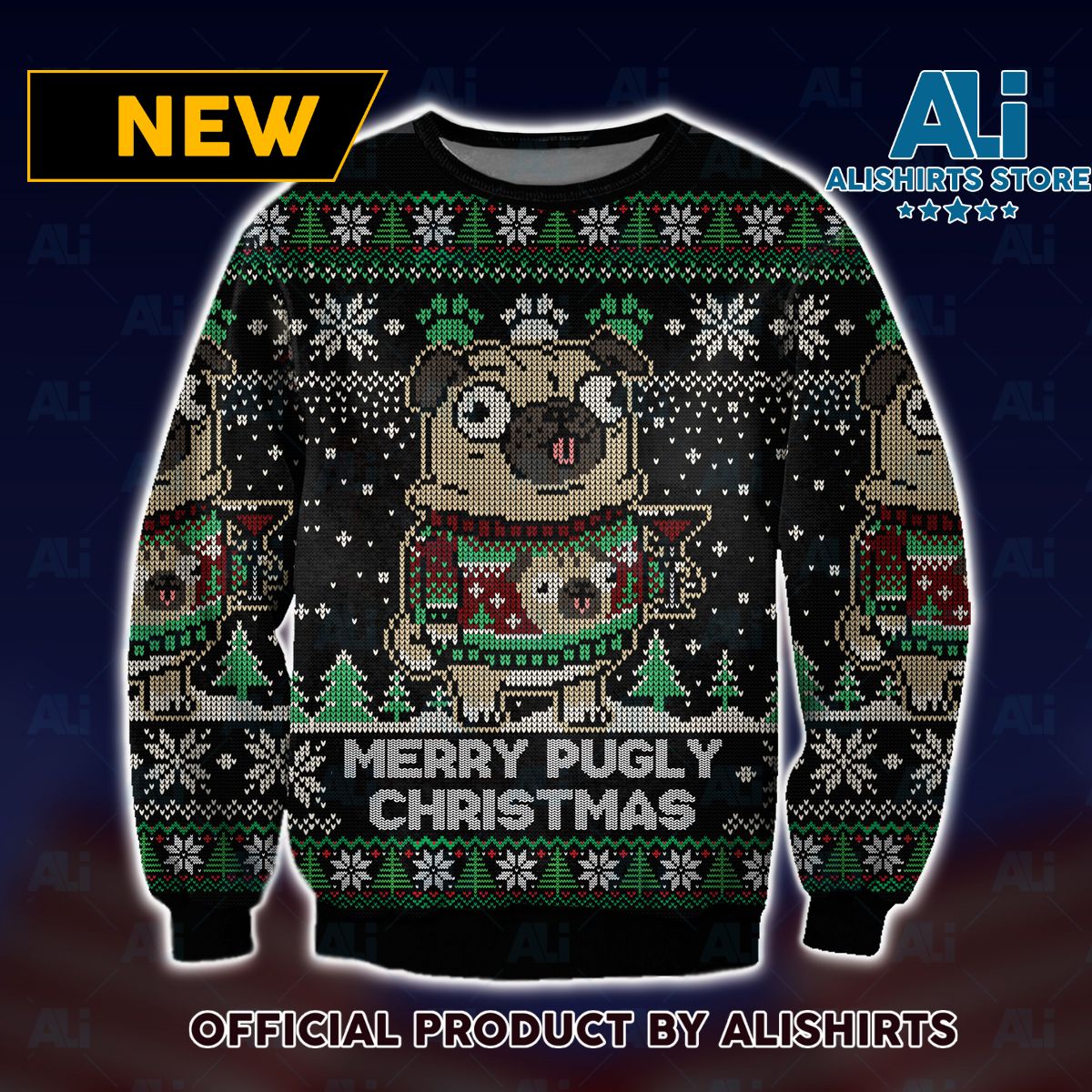 Merry Pugly Christmas Ugly Christmas Sweater