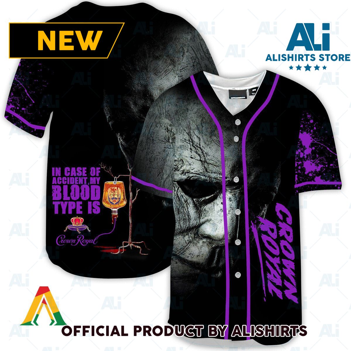 Halloween Horror Michael Myers Crown Royal Baseball Jersey