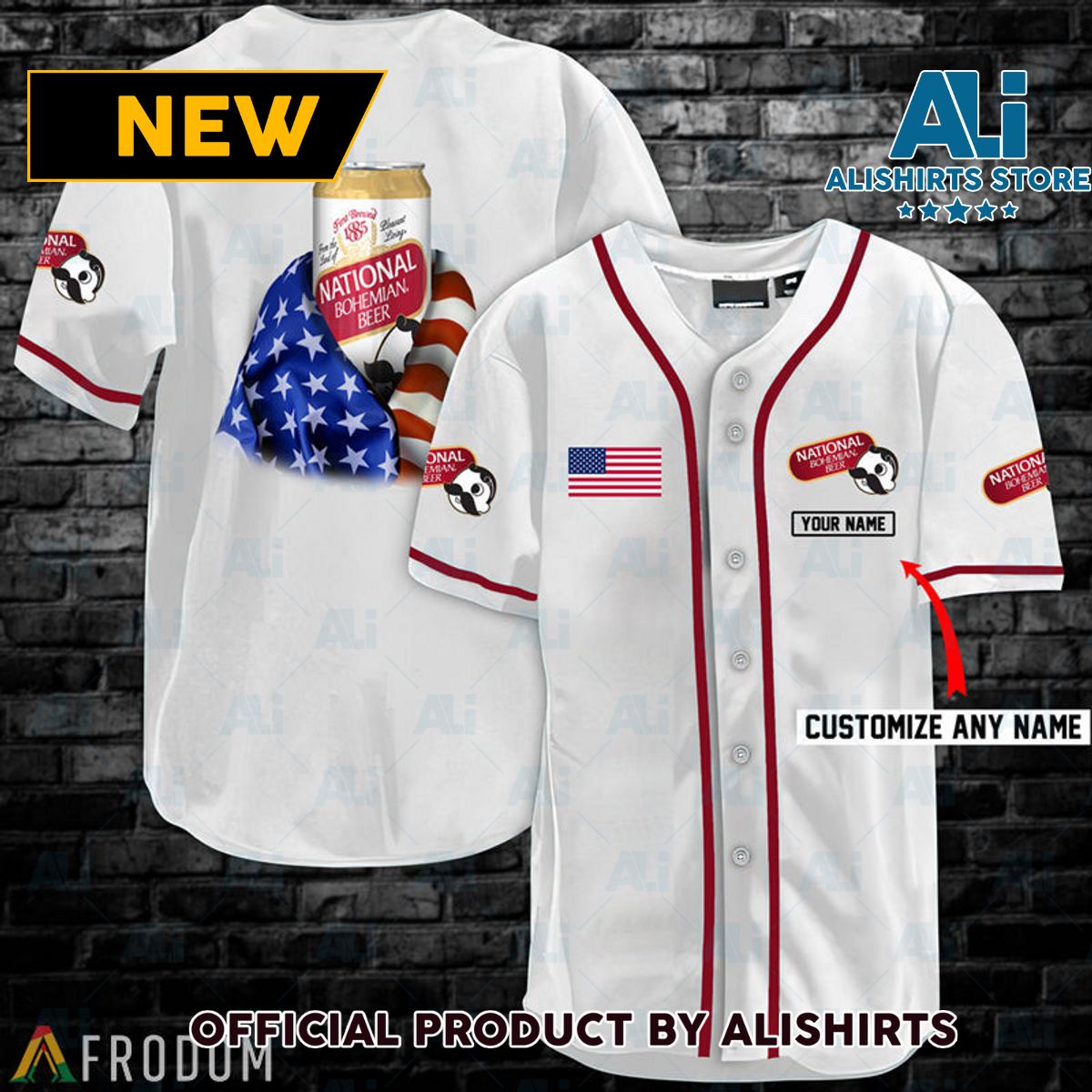 Personalized Vintage White USA Flag National Bohemian Jersey Shirt