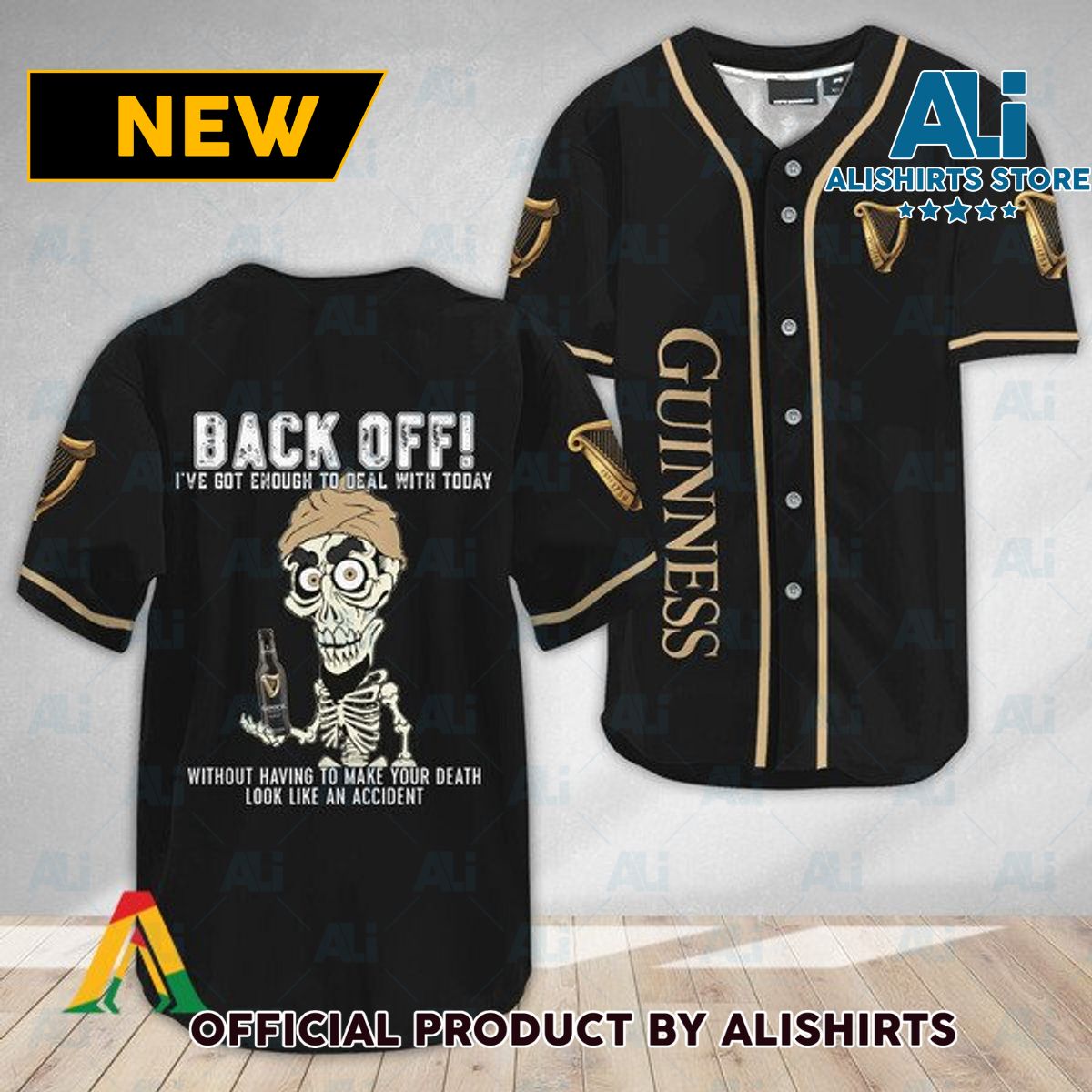 Achmed Back Off With Guinness Beer Baseball Jersey