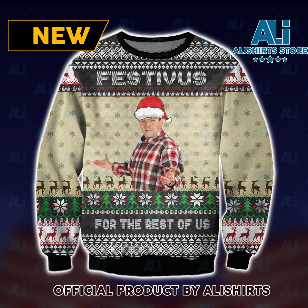 Seinfield George Castanza Festivus For the Rest of Us Ugly Christmas Sweater