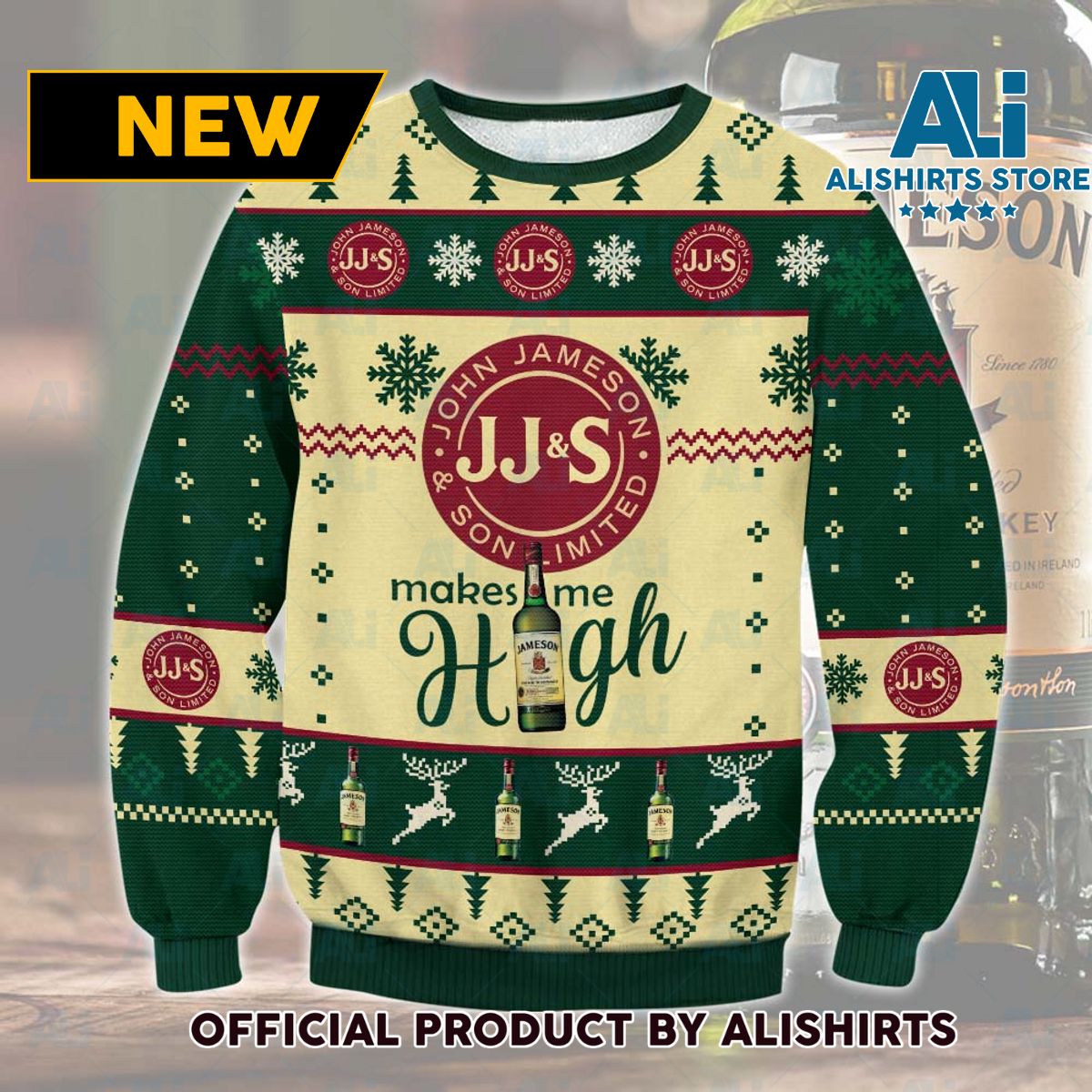 Jameson Whiskey Make Me High Ugly Christmas Sweater