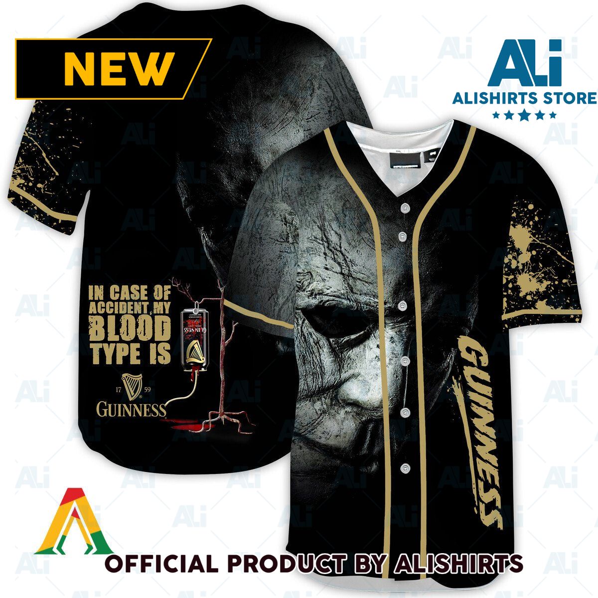 Halloween Horror Michael Myers Guinness Beer Baseball Jersey