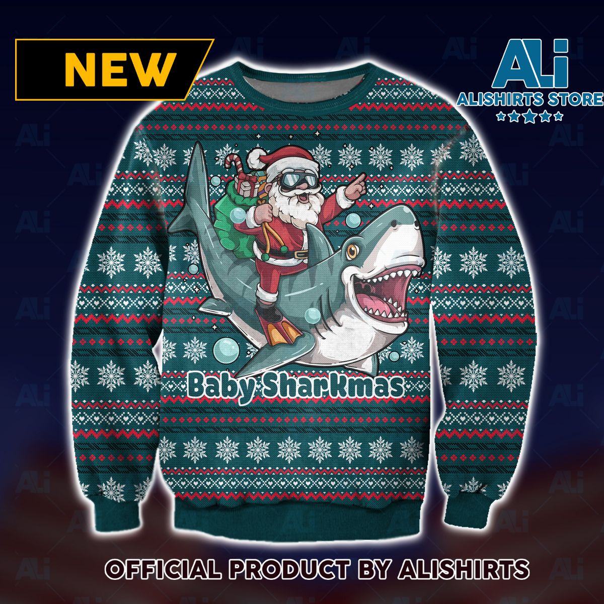 Funny Shark Christmas Baby Sharkmas Ugly Christmas Sweater