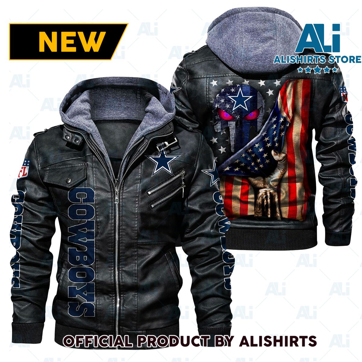 NFL Dallas Cowboys America flag Leather Jacket