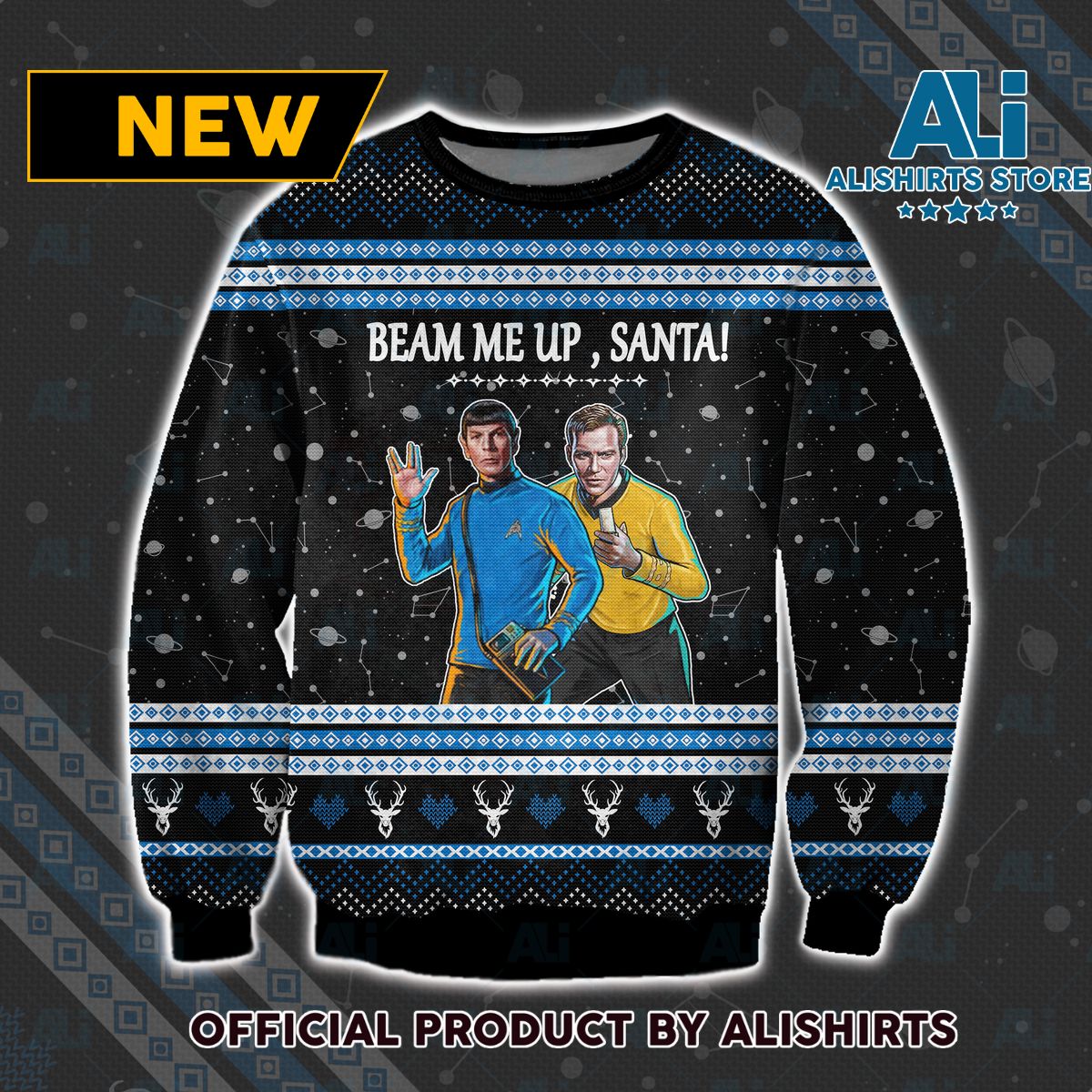 Beam Me Up Santa Star Trek Ugly Christmas Sweater