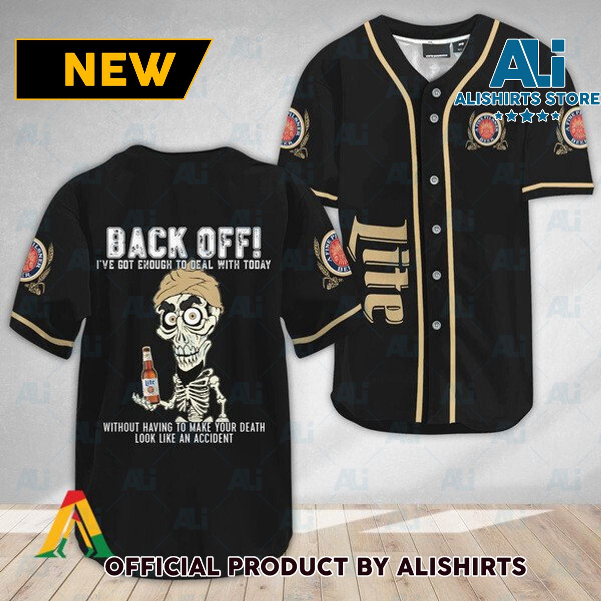Achmed Back Off With Miller Lite Baseball Jersey
