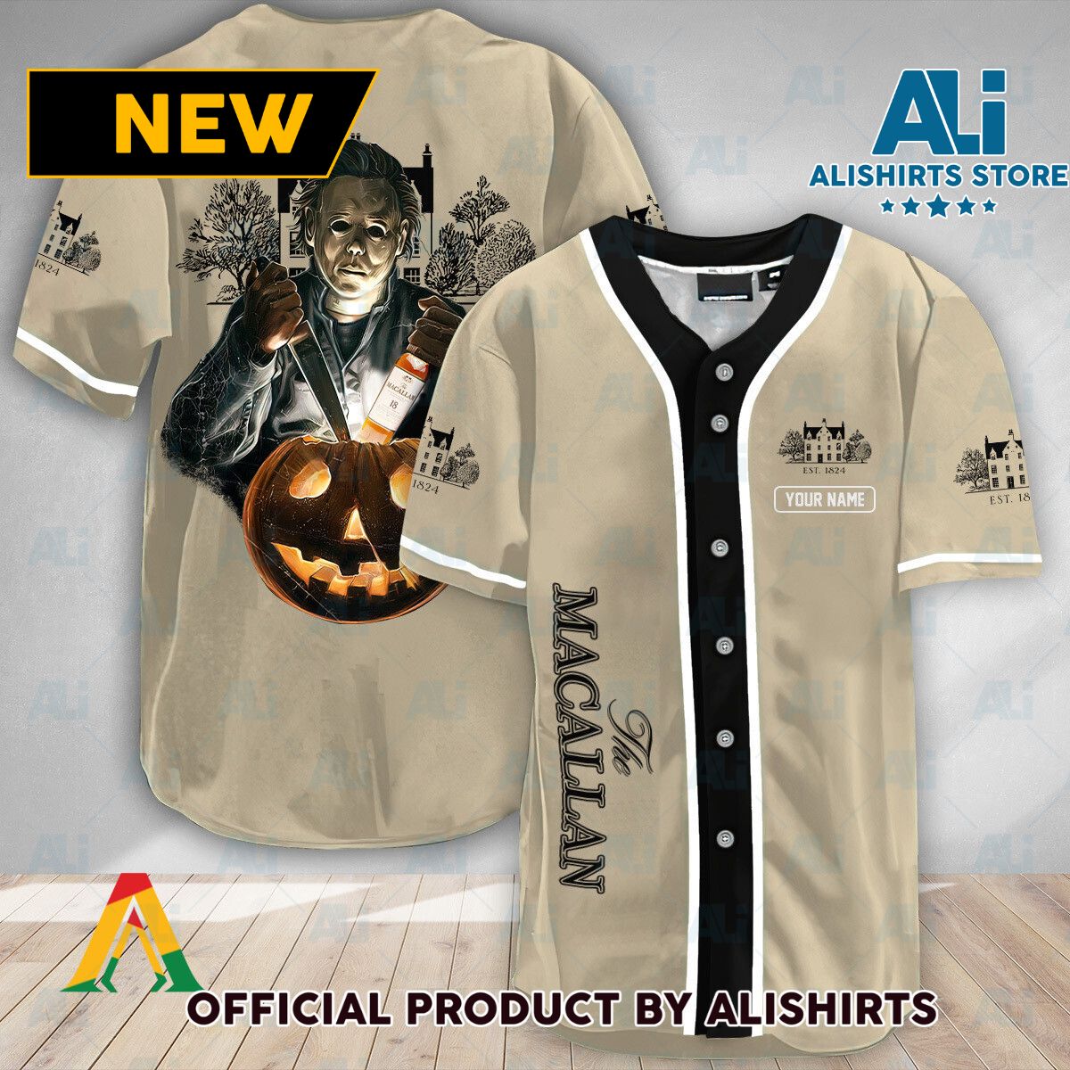 Personalized Scary Michael Myers Pumpkin The Macallan Baseball Jersey