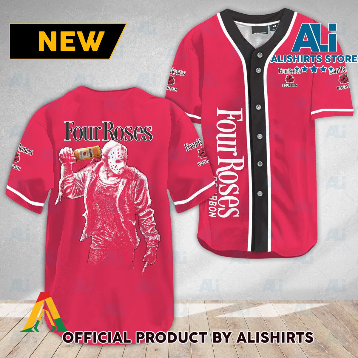 Horror Jason Voorhees Four Roses Bourbon Baseball Jersey