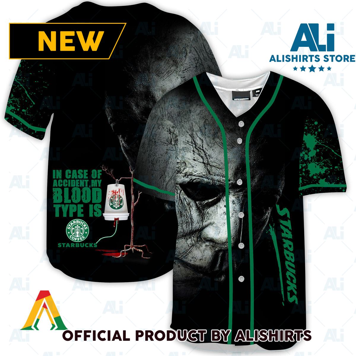 Halloween Horror Michael Myers Starbucks Baseball Jersey