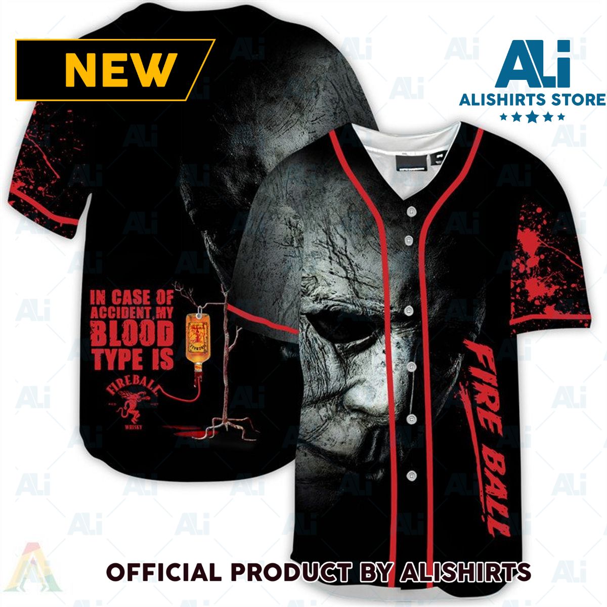 Halloween Horror Michael Myers Fireball Whisky Baseball Jersey