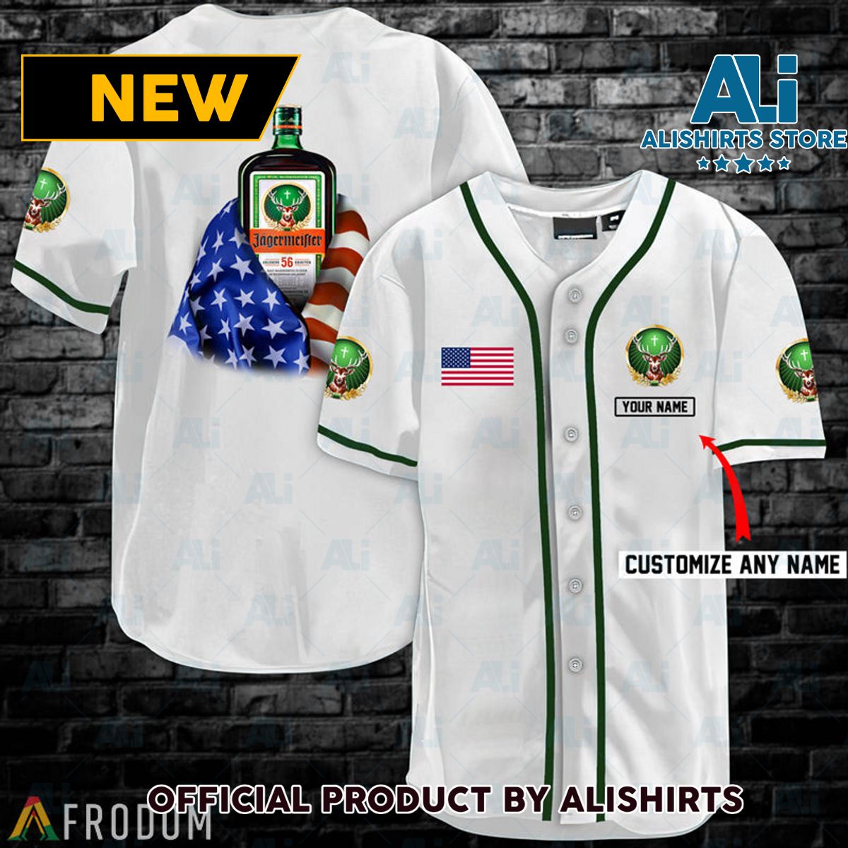 Personalized Vintage White USA Flag Jagermeister Jersey Shirt