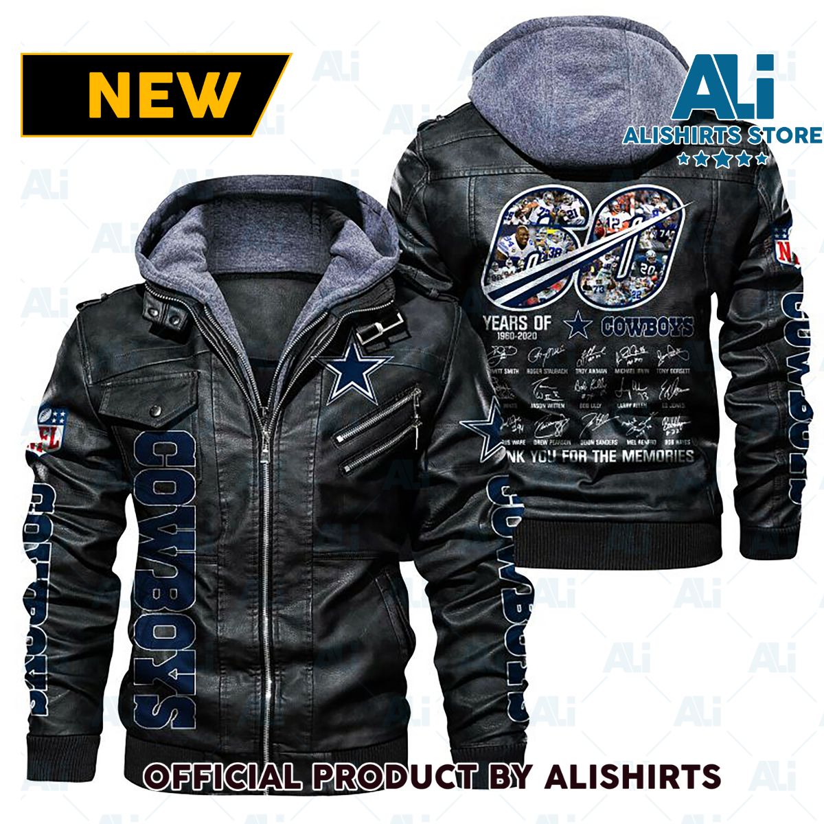 NFL Dallas Cowboys 60 Years Cowboys Leather Jacket