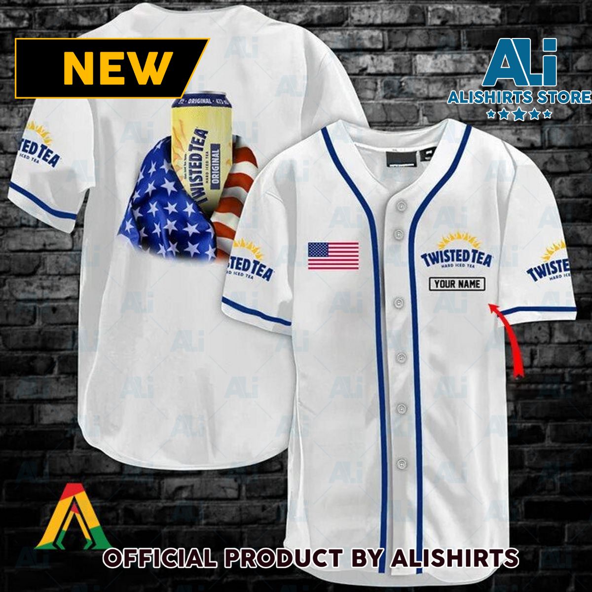 Personalized Vintage White USA Flag Twisted Tea Jersey Shirt