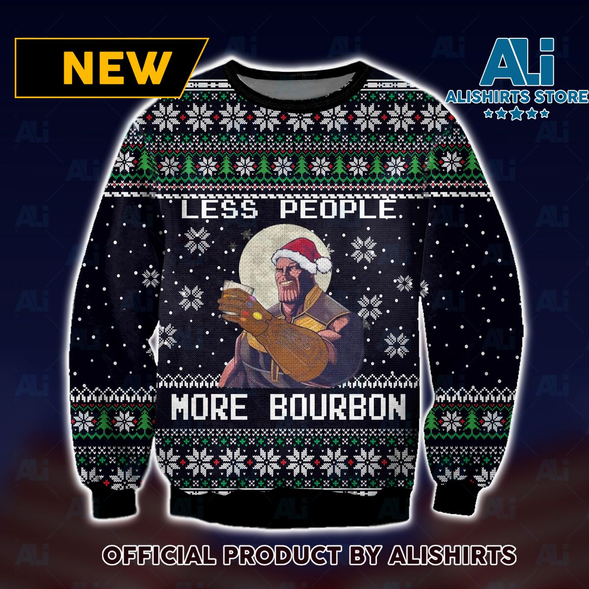 Less People More Bourbon Ugly Christmas Sweater