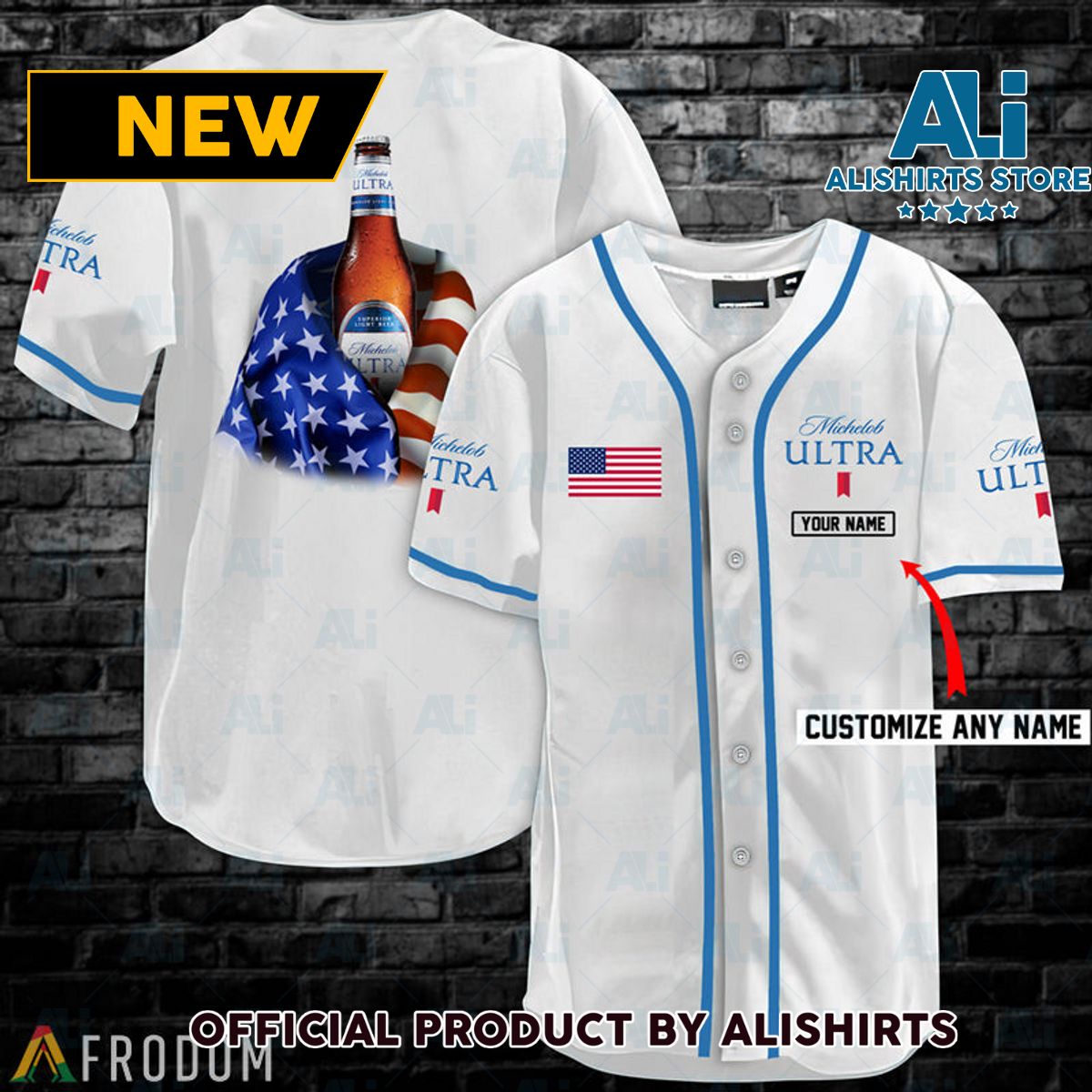 Personalized Vintage White USA Flag Michelob ULTRA Jersey Shirt