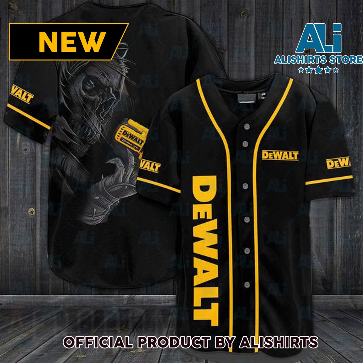 Black Skull Dewalt Baseball Jersey