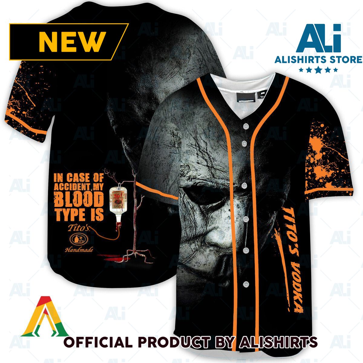 Halloween Horror Michael Myers Tito's Vodka Baseball Jersey