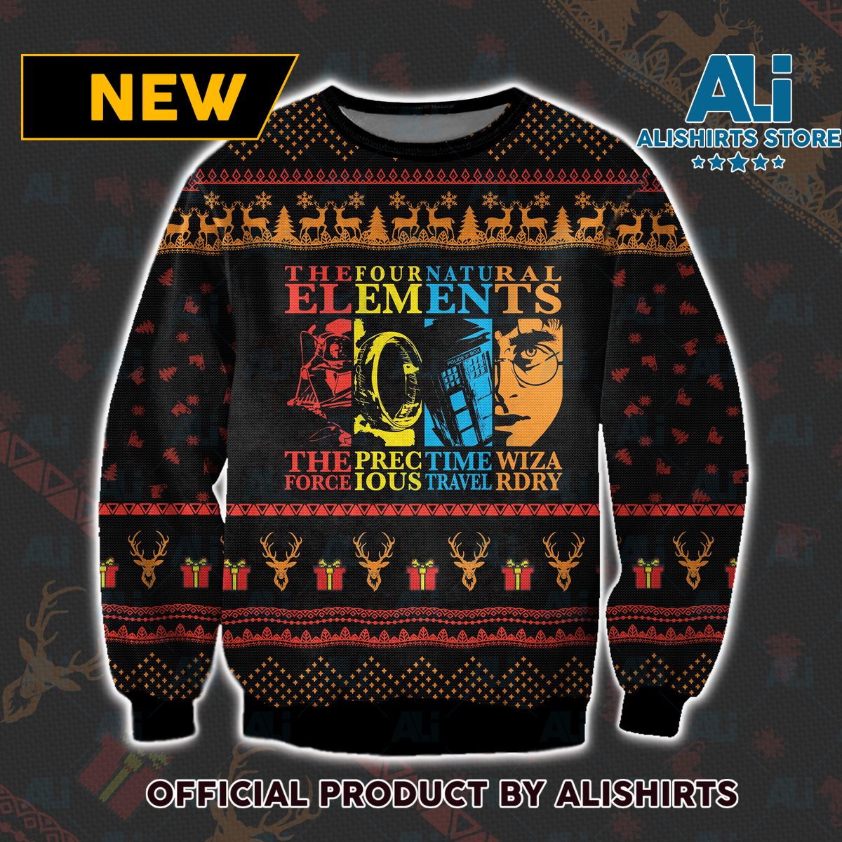 The Four Elements Movie Mashup Ugly Christmas Sweater