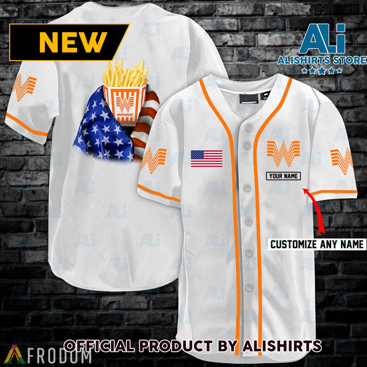 Personalized Vintage White USA Flag Whataburger Jersey Shirt