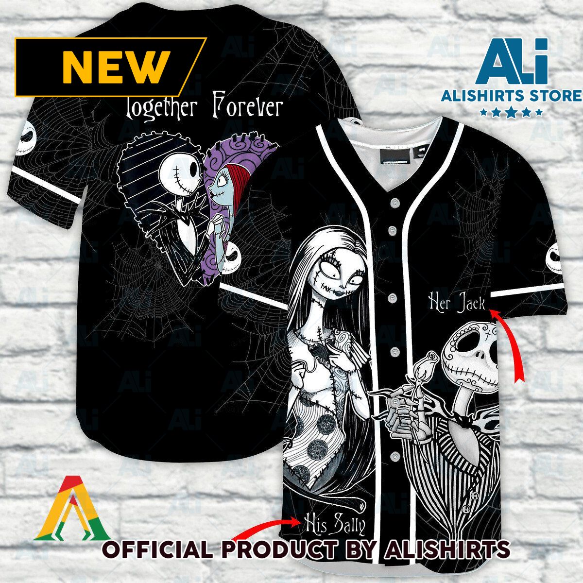 Personalized Jack Skellington And Sally Together Forever Jersey