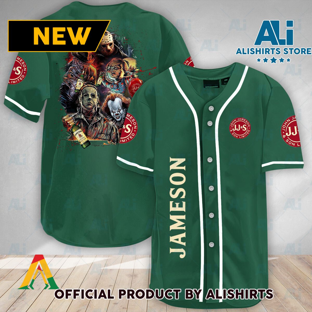 Halloween Horror Characters Jameson Whisky Baseball Jersey