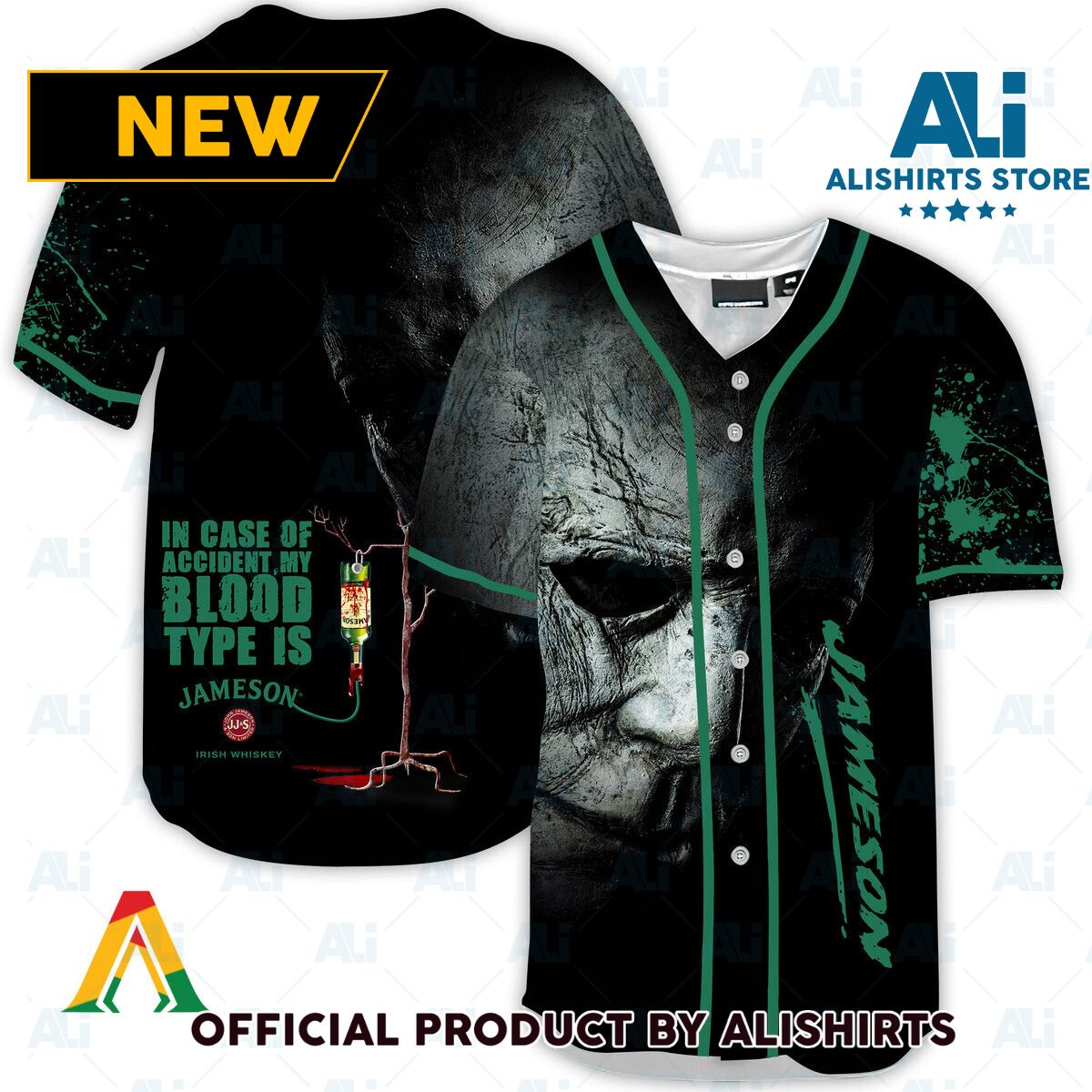 Halloween Horror Michael Myers Jameson Whisky Baseball Jersey