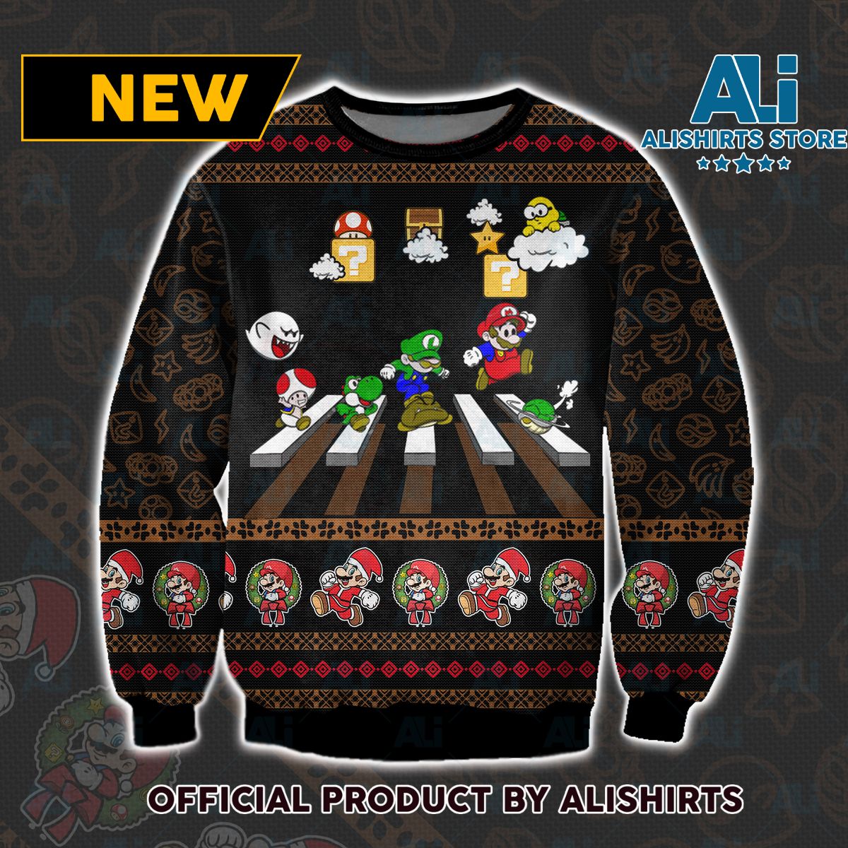 Mario Abbey Road Ugly Christmas Sweater