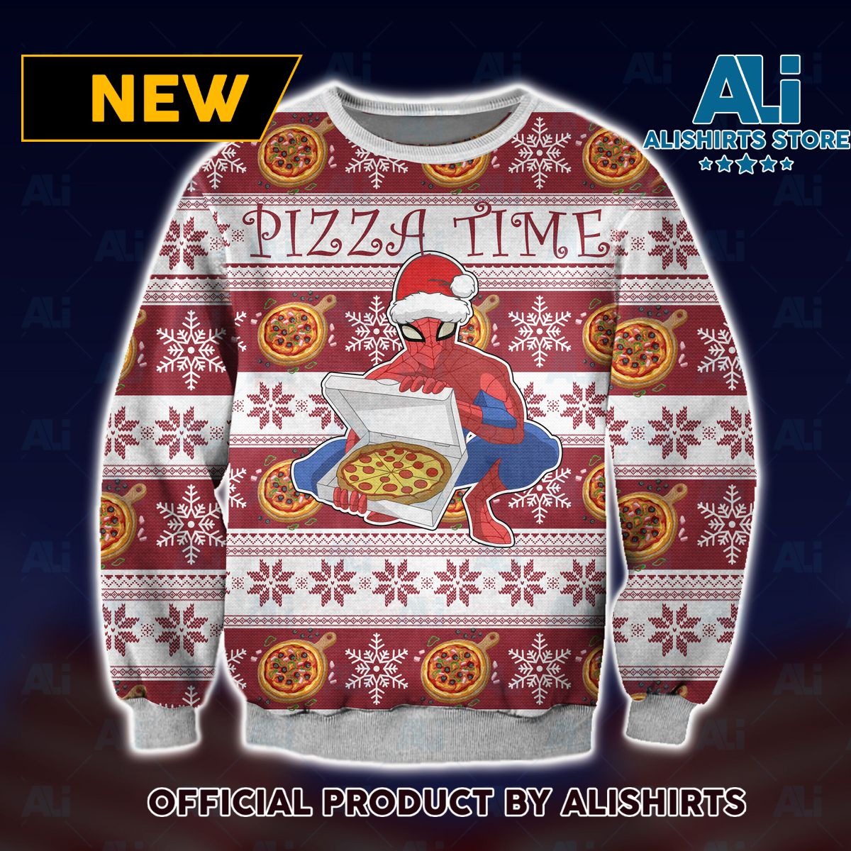 Peter Parker Pizza Time Ugly Christmas Sweater