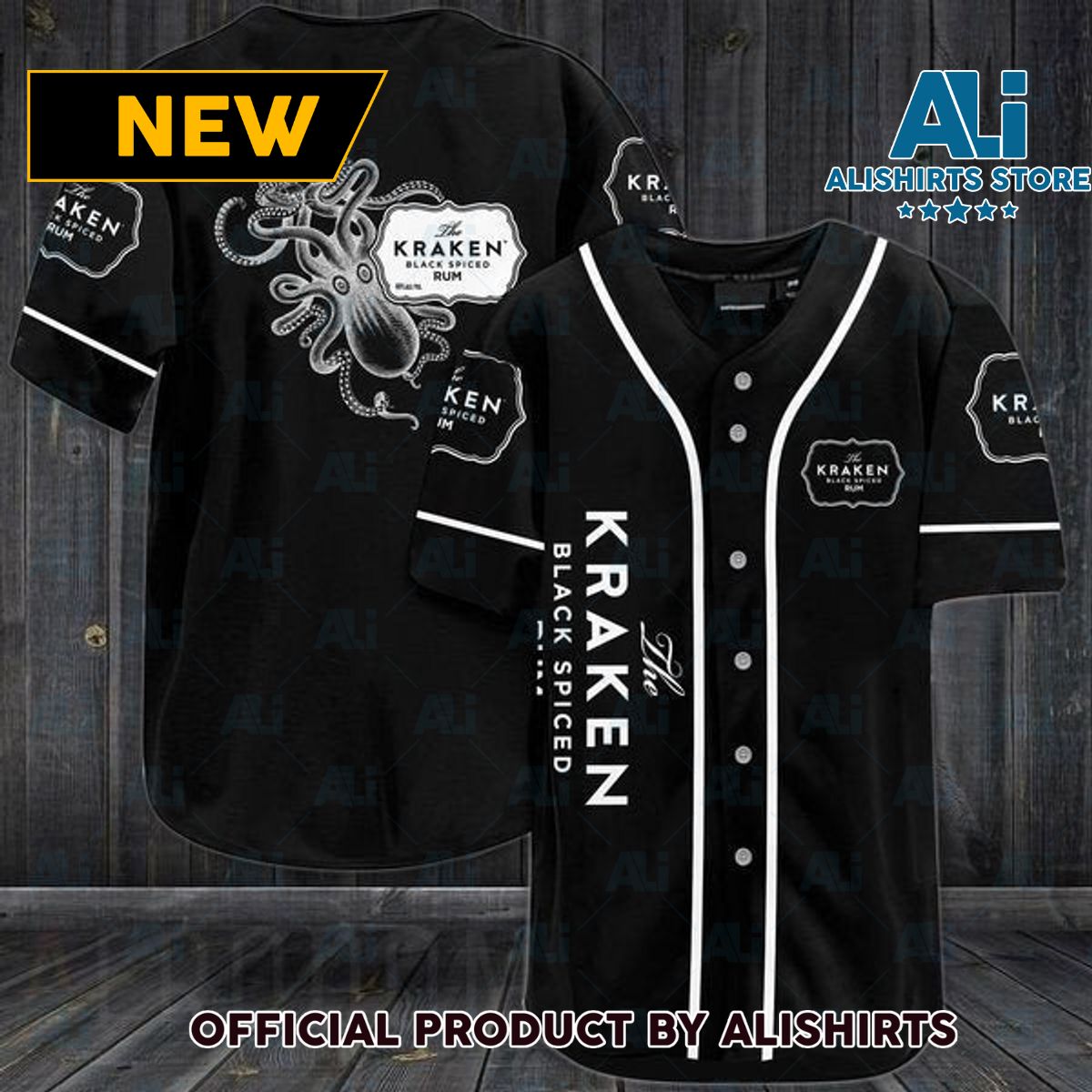 Black The Kraken Rum Baseball Jersey