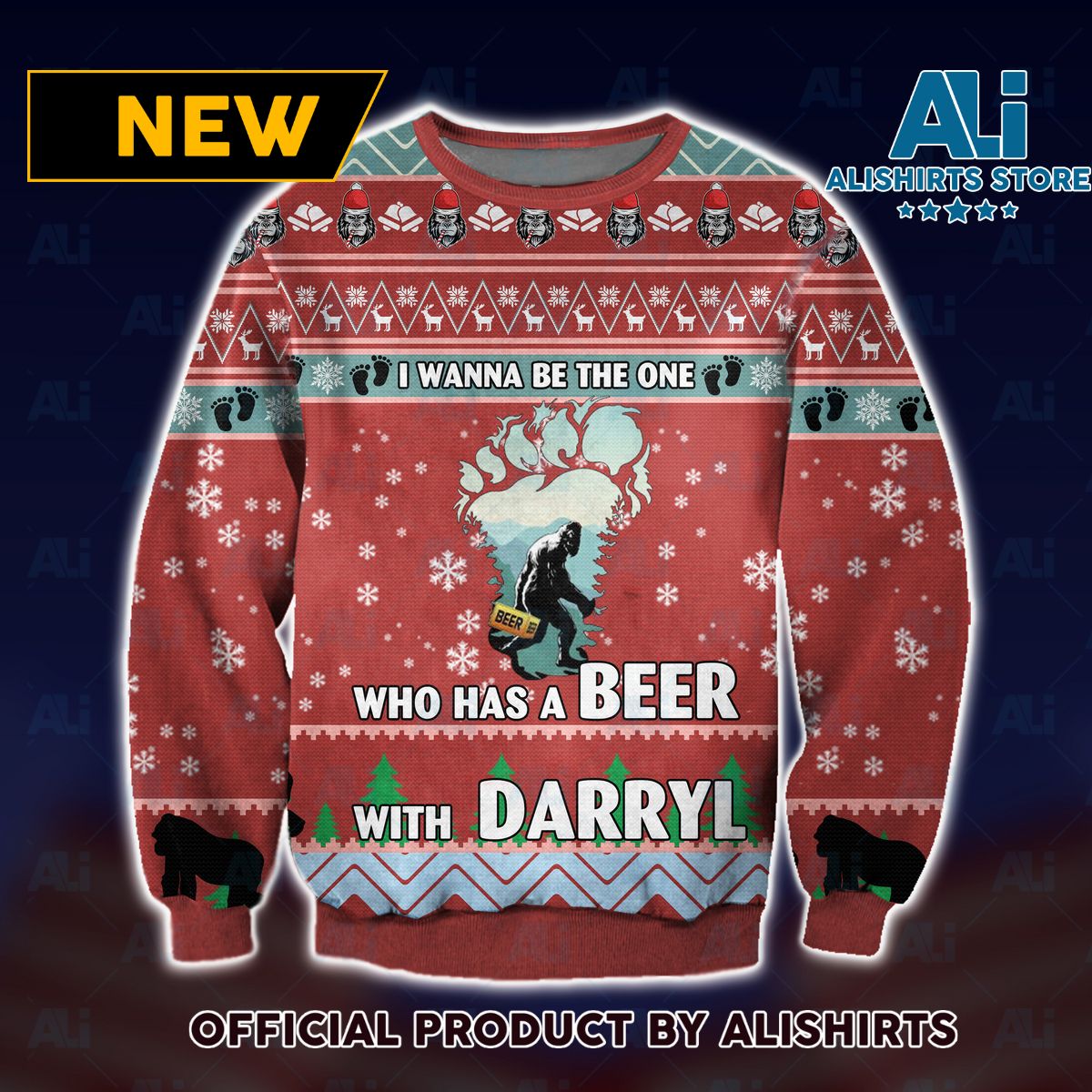 Who Has A Beer With Darryl Ugly Christmas Sweater