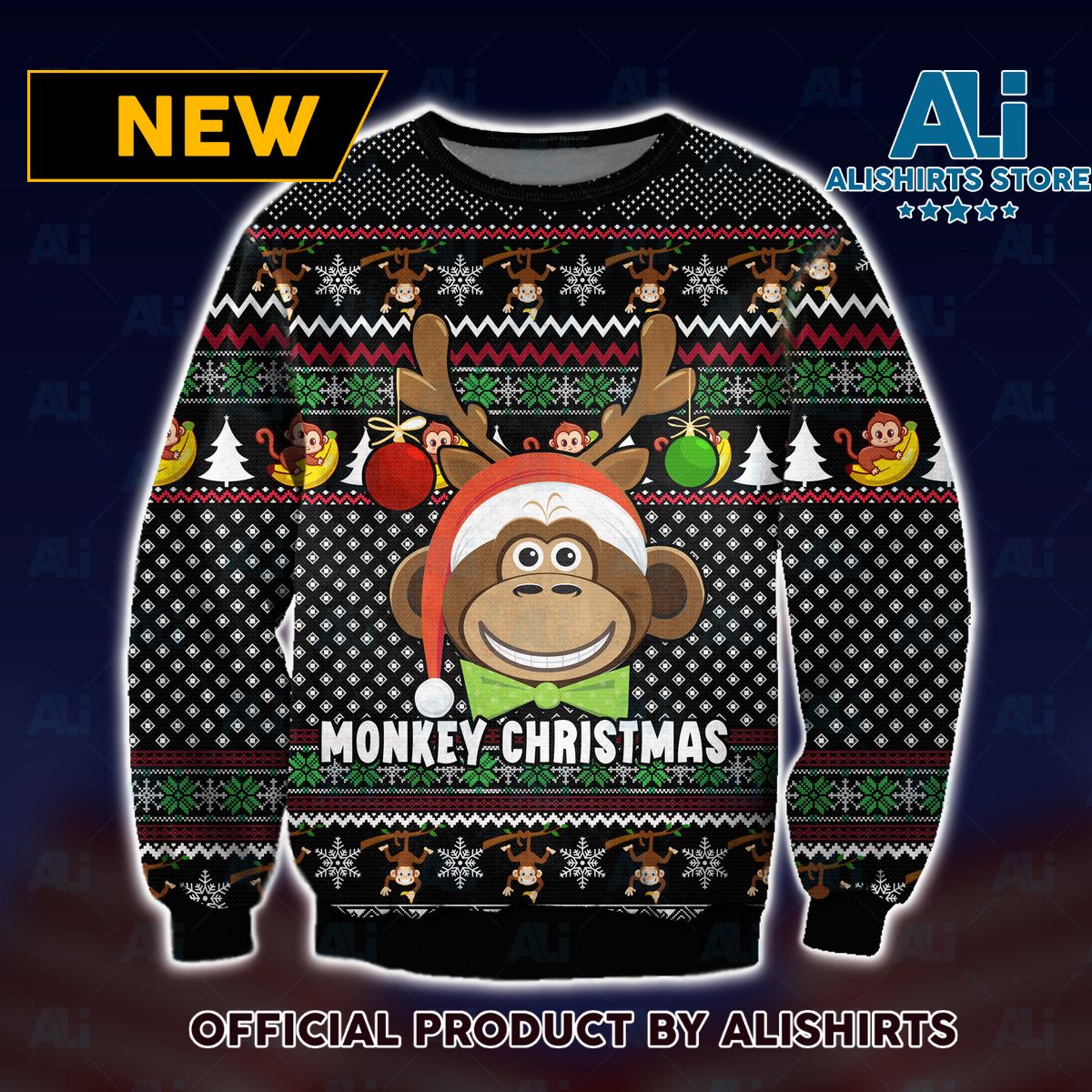 Monkey Merry Christmas Ugly Christmas Sweater