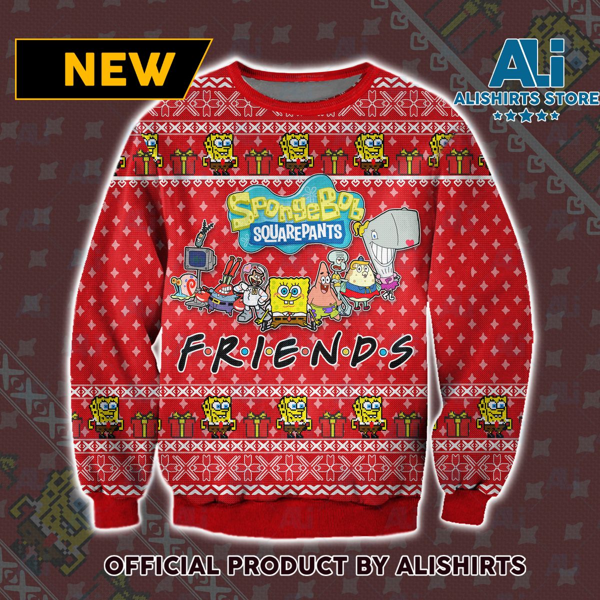 SpongeBob SquarePants F.r.i.e.n.d Ugly Christmas Sweater