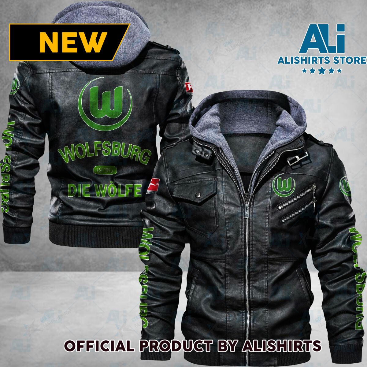 Bundesliga VfL Wolfsburg Logo Leather Jacket