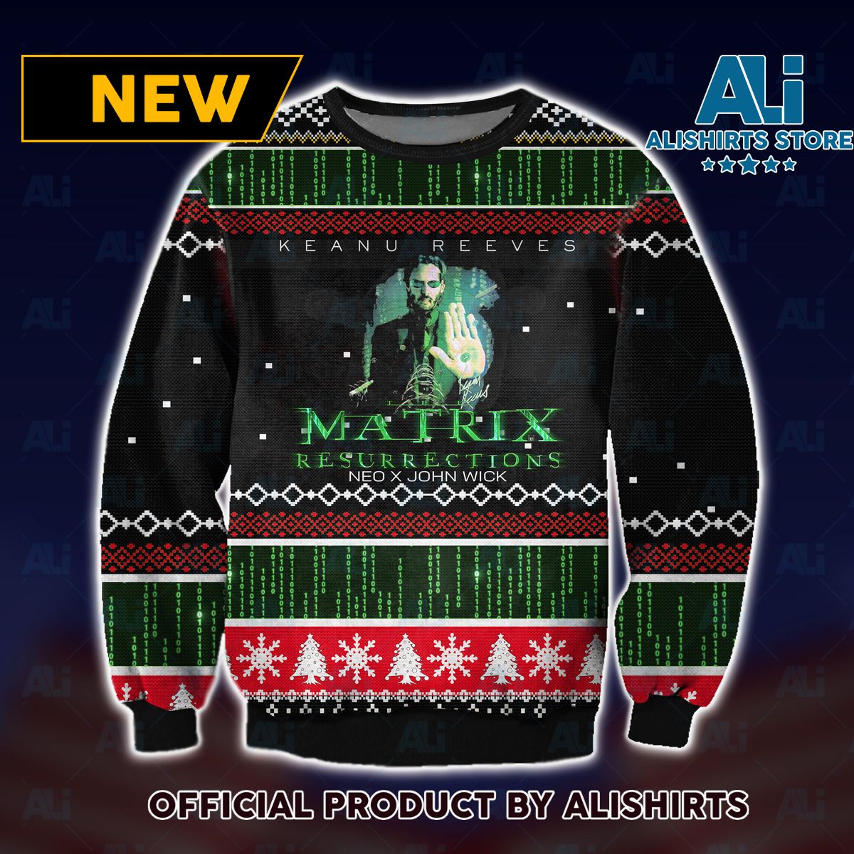 John Wick X Neo Matrix Ugly Christmas Sweater