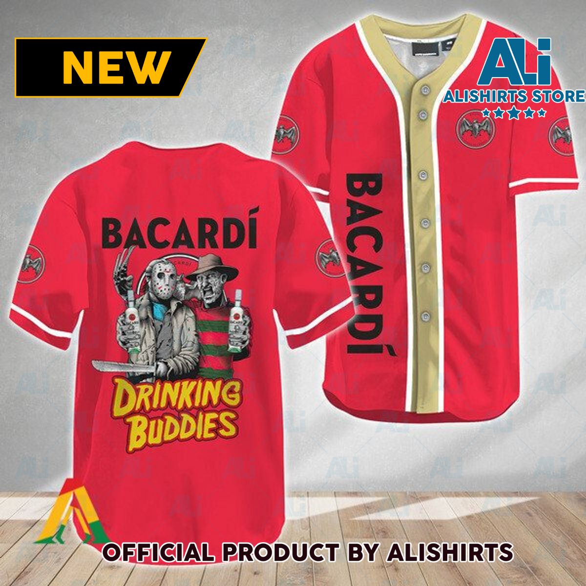 Horror Freddy Jason Drinking Buddies Bacardi Rum Baseball Jersey