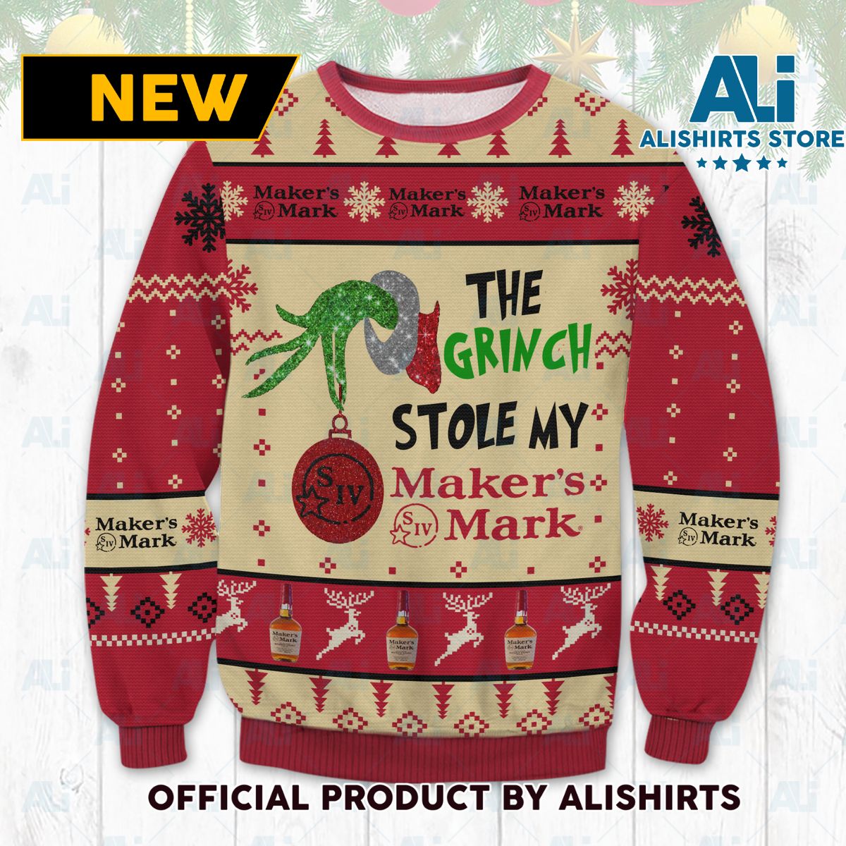 Grinch Stole Maker’s Mark Ugly Christmas Sweater