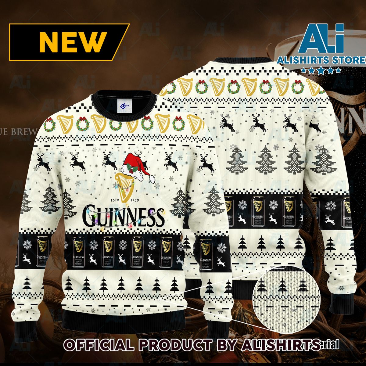 Guinness Santa Hat Christmas Ugly Christmas Sweater