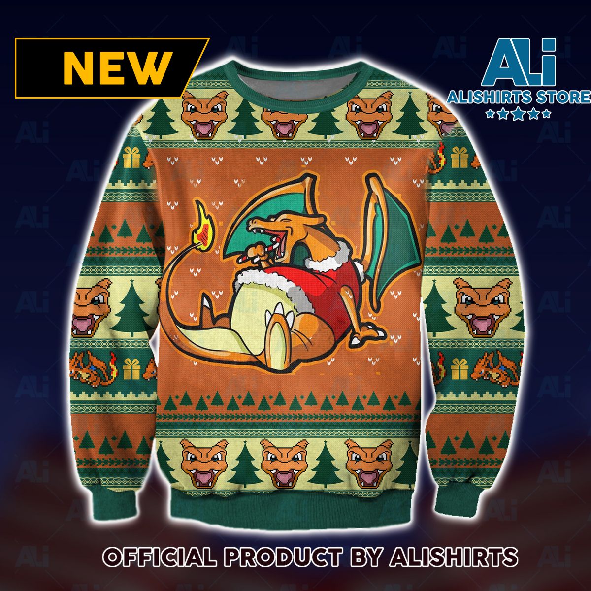 Charizard in Christmas Ugly Christmas Sweater