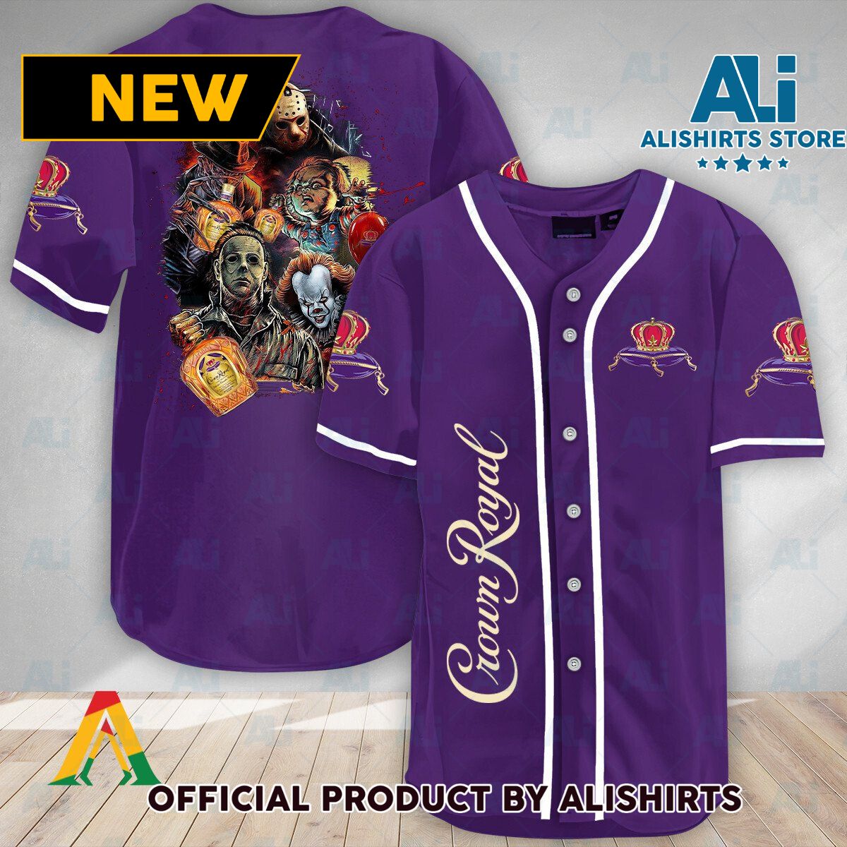 Halloween Horror Characters Crown Royal Baseball Jersey