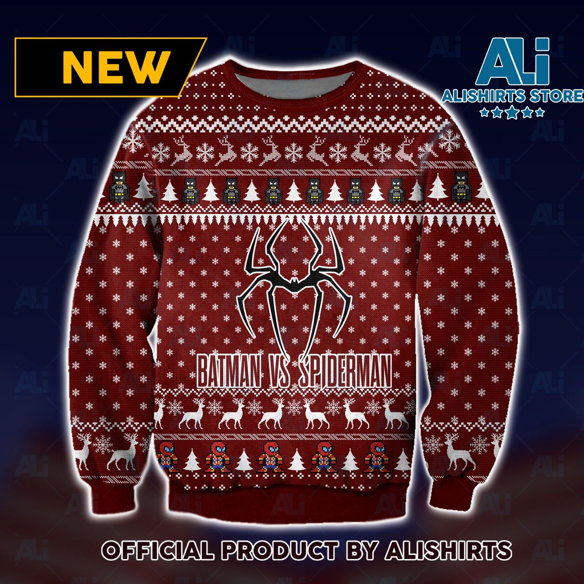 Bat-Spider Man Ugly Christmas Sweater