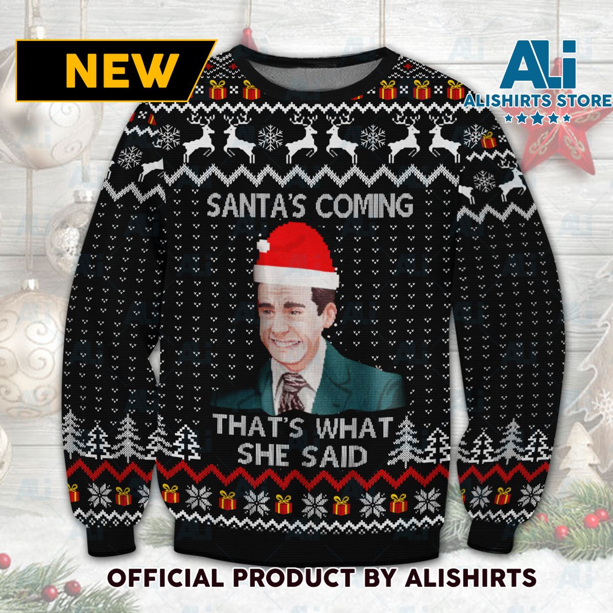 The Office Santa’s Coming That’s What She Said Ugly Christmas Sweater