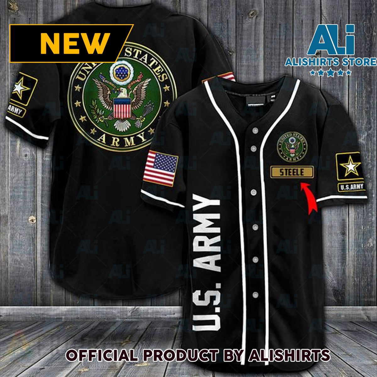 Personalized Multicolor US Army Veteran Baseball Jersey