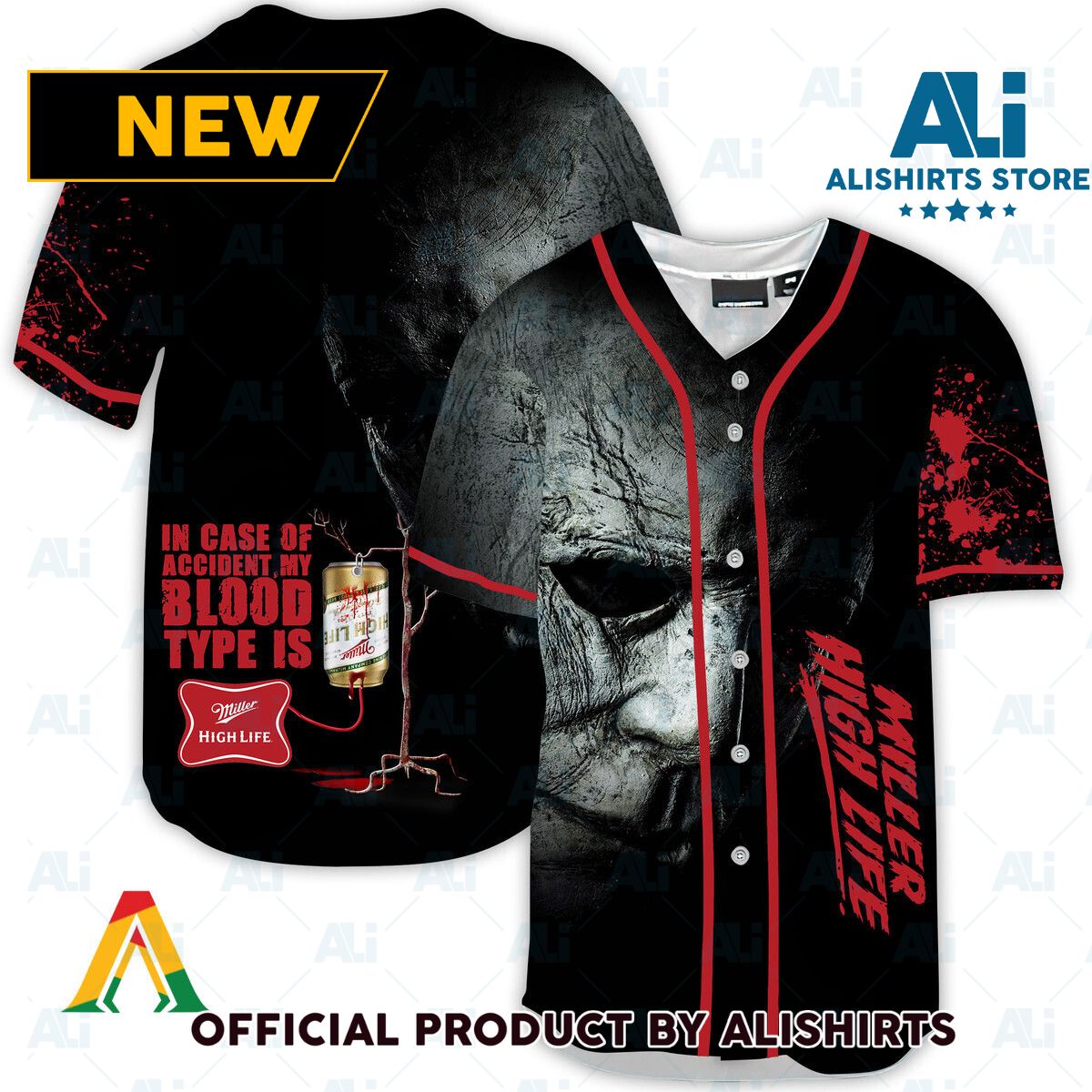 Halloween Horror Michael Myers Miller High Life Baseball Jersey