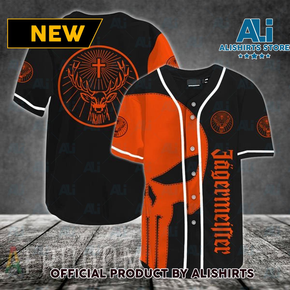 Orange Skull Jagermeister Baseball Jersey