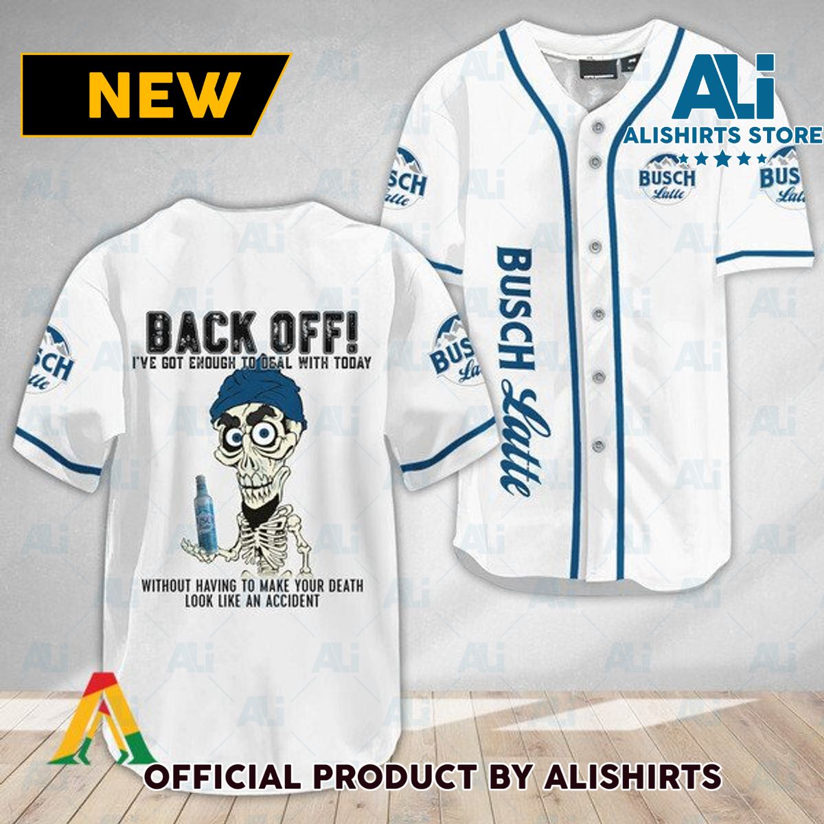 Achmed Back Off With Busch Latte Baseball Jersey